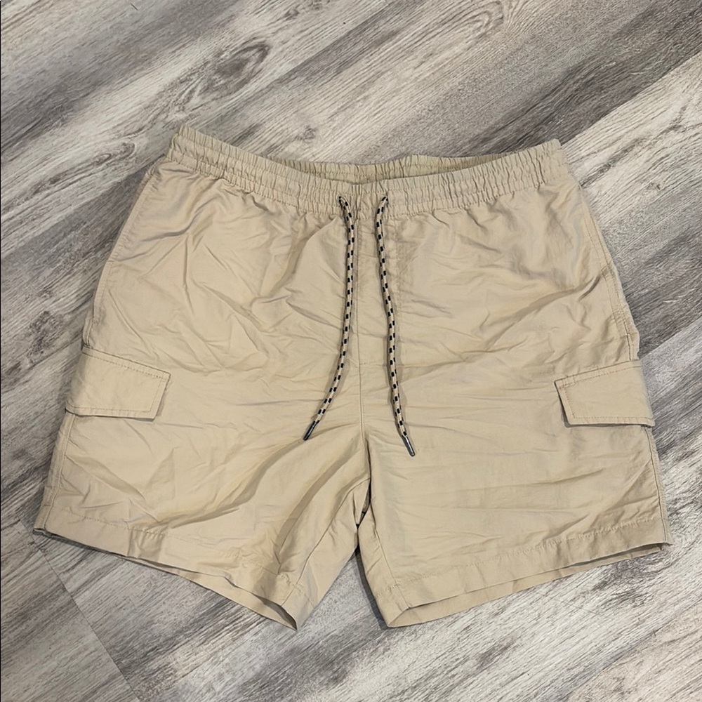 Original Use Tan Cargo Shorts with Elastic Waistband